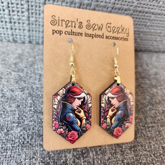 Rogue X-Men Marvel Comic Earrings - Picture 3 of 3